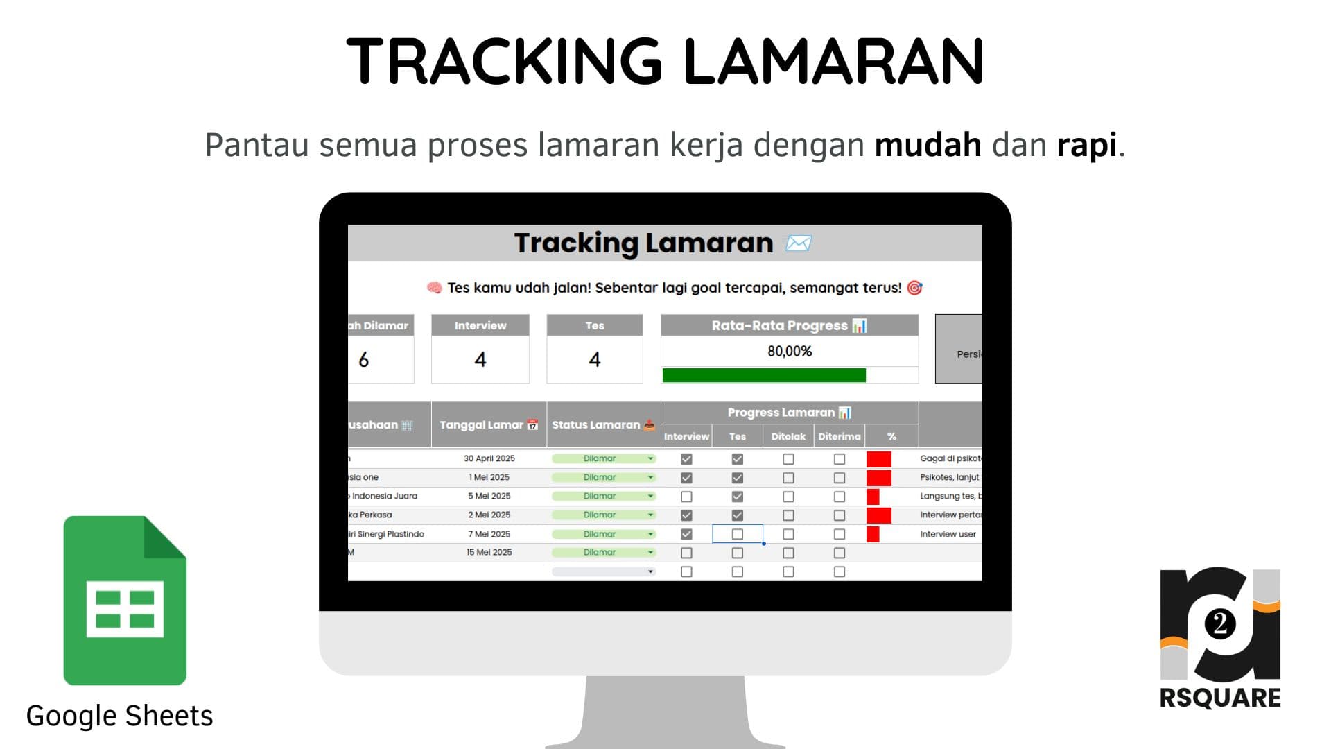 Template Google Sheets Tracking Lamaran Kerja